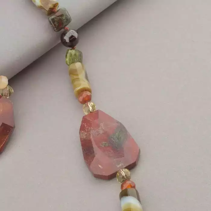 🏷️️ Намисто Гранат, Яшма, Агат 86 см. ss_91202