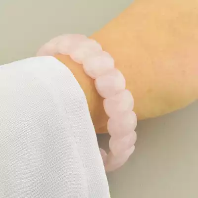 🏷️️ Браслет на резинці Рожевий кварц 19 см F-106285