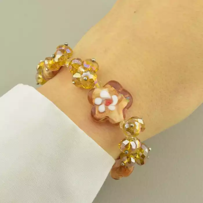 🏷️️ Браслет резинка Муранське скло, Чеський кришталь 19 см. ss_99484