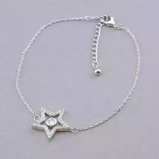 Браслет з карабіном Xuping Фіаніт 17 см (родій)