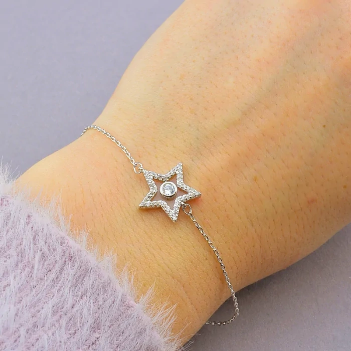 🏷️️ Браслет з карабіном Xuping Фіаніт 17 см (родій) ss_72432