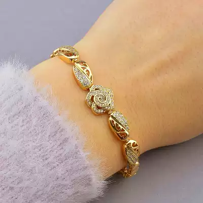 🏷️️ Браслет складний Xuping Фіаніт 17,5 см (позолота 18к) F-83683