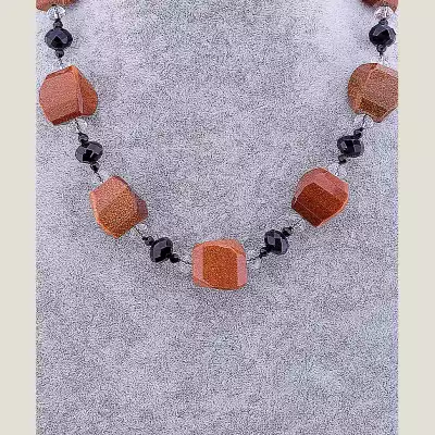 🏷️️ Намисто Авантюрин, Чеський кришталь 48 см F-52149