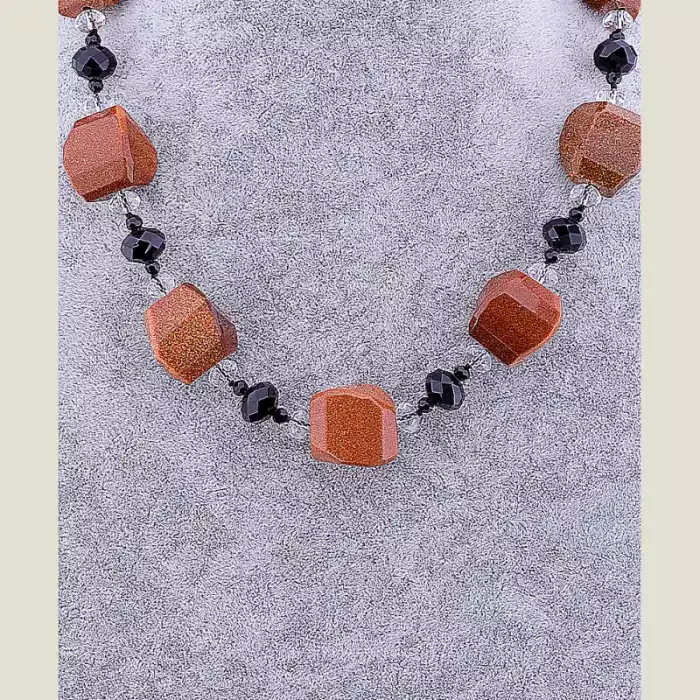 🏷️️ Намисто Авантюрин, Чеський кришталь 48 см ss_52149