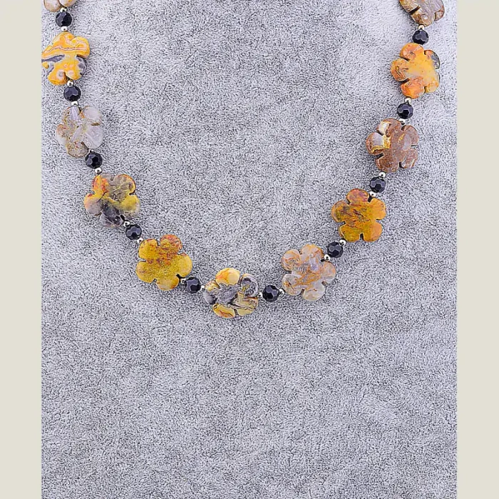 🏷️️ Намисто Яшма, Чеський кришталь 49 см ss_52552