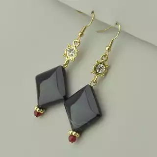 Сережки ромбики петля Агат