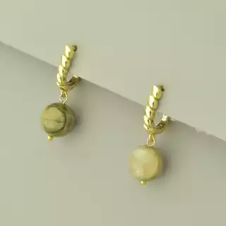 Сережки на англійській застібці Турмалін (позолота 18к лимонна)