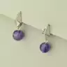 🏷️️ Сережки англійський замок Аметист (родій) F-102163