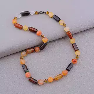 Намисто Сердолік, Чеський кришталь 50 см