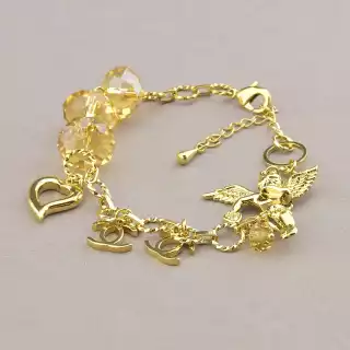 Браслет з карабіном Winniana Чеський кришталь 16 см. (позолота 18к)