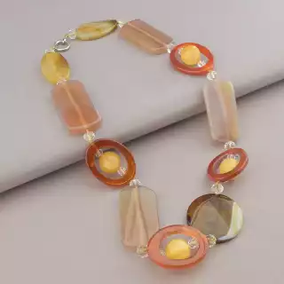 Намисто Агат, Сердолік, Яшма 59 см.
