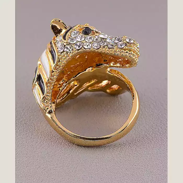 🏷️️ Каблучка емаль кінь Сrystal (позолота 18к) ss_44997