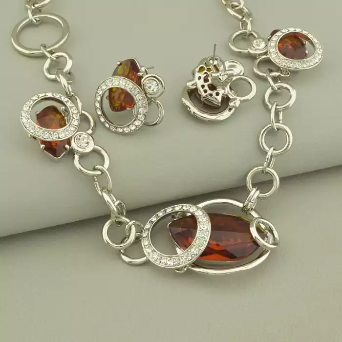 🏷️️ Підвіска+Сережки Фіаніт 40 см. ss_103609