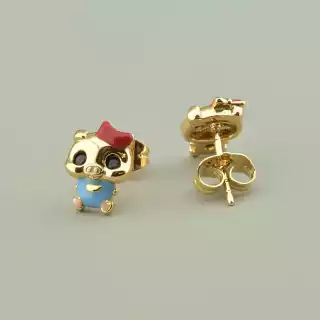 Сережки пусети Xuping емаль (позолота 18к)