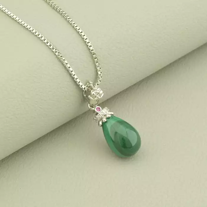 🏷️️ Підвіска з малахітом зелена, 45 см ss_104561