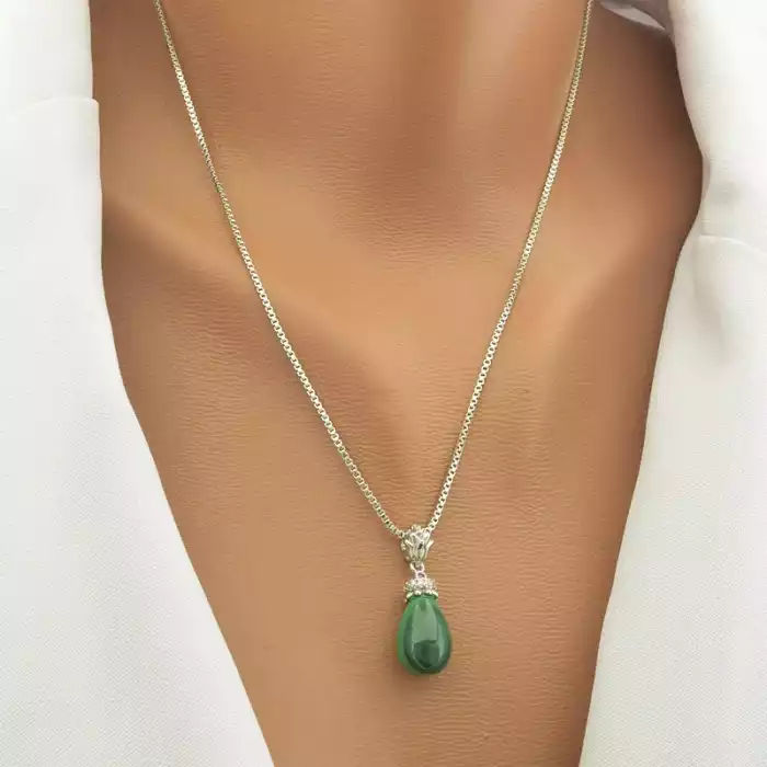 🏷️️ Підвіска з малахітом зелена, 45 см ss_104561