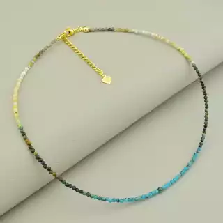 Підвіска з самоцвітами грань (40 см, різнокольорова, позолота 18к, лимонна)