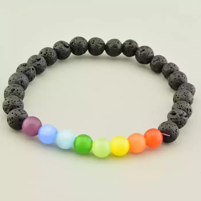 🏷️️ Браслет на резинці Лава, Котяче око 17 см F-105879