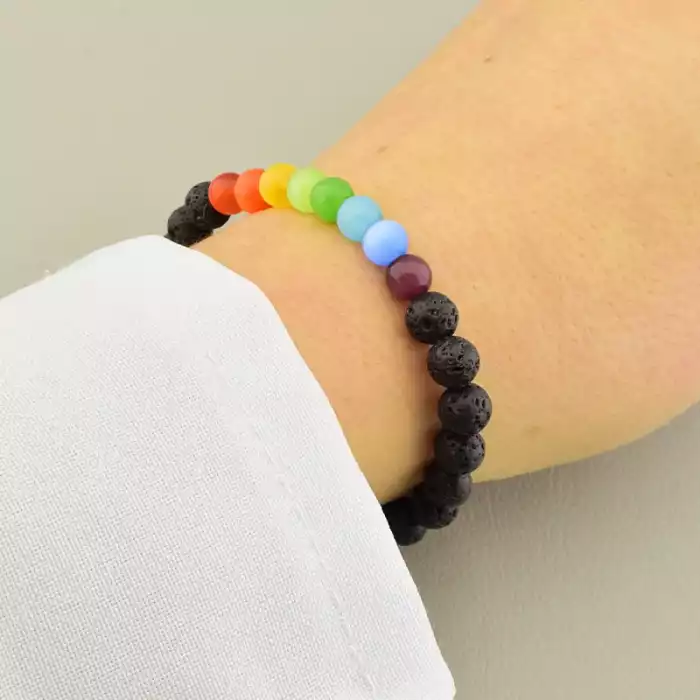 🏷️️ Браслет на резинці Лава, Котяче око 17 см F-105879