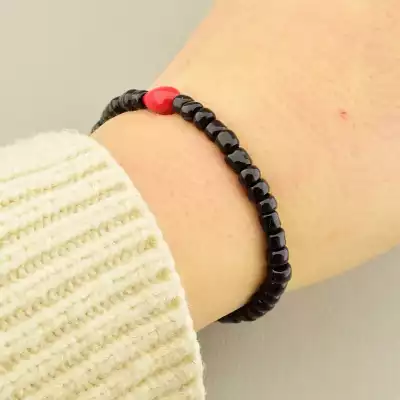 🏷️️ Браслет на резинці Бісер, Корал 17 см F-105979