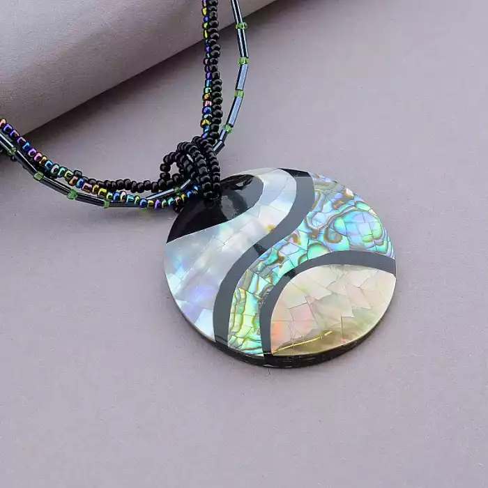 🏷️️ Підвіска Галіотіс, Бісер, Перламутр 47 см (сталь) ss_91203