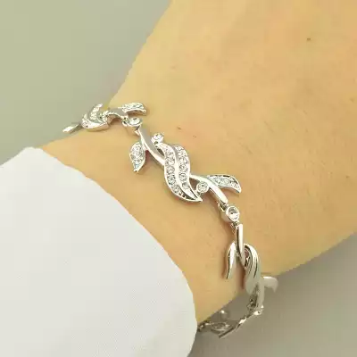 🏷️️ Браслет з карабіном Winniana Фіаніт 20 см. (родій) F-98379