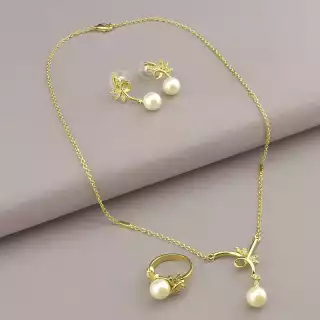 Набір Підвіска + Кільце + Сережки Фіаніт, Майорка 44 см.