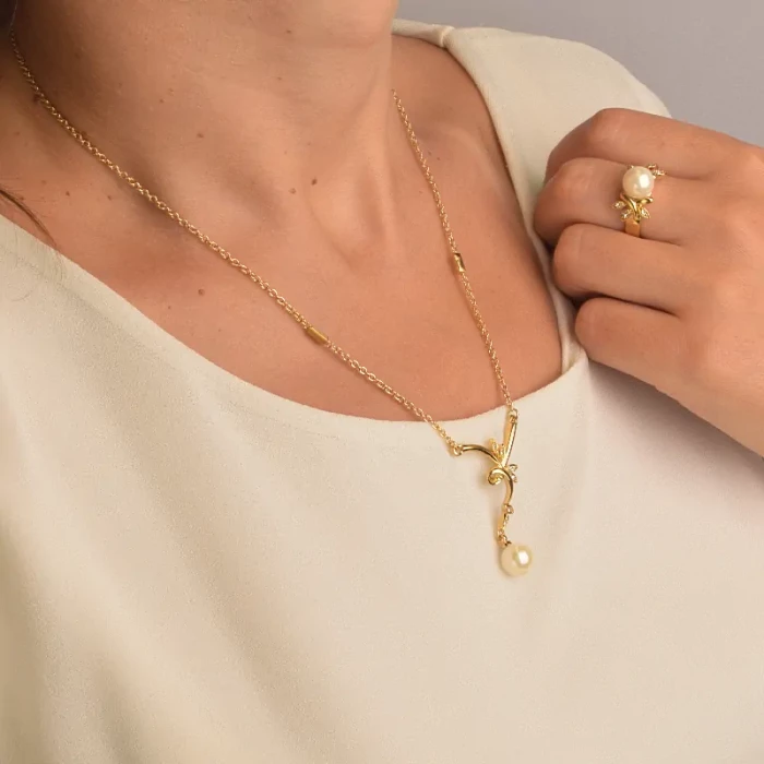 🏷️️ Набір Підвіска + Кільце + Сережки Фіаніт, Майорка 44 см. ss_91706