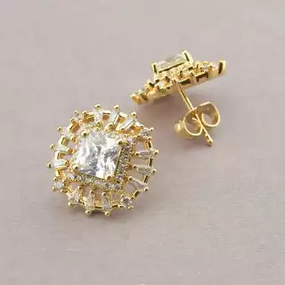 Сережки пусети Xuping Фіаніт (позолота 18к)