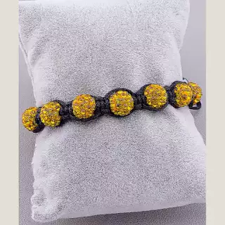 Браслет Шамбала Сrystal 17 см (жовтий, чорний)