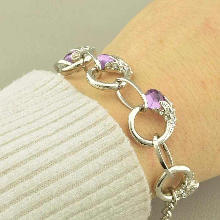 🏷️️ Браслет з карабіном Фіаніт 19 см. ss_100633