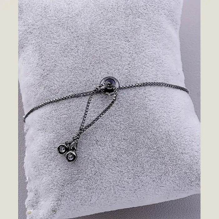 🏷️️ Браслет регульований Фіаніт 17 см хром ss_63535