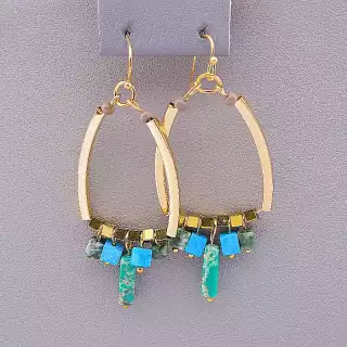 Сережки петельки Stainless Steel Бірюза, Говлит