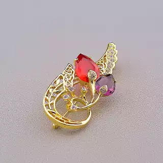 Брошка шпилька Фіаніт, Сrystal (позолота 18к)