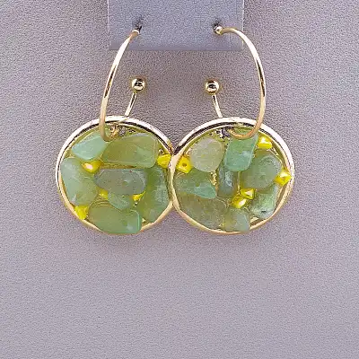 🏷️️ Сережки пусети Stainless Steel Нефрит F-84359