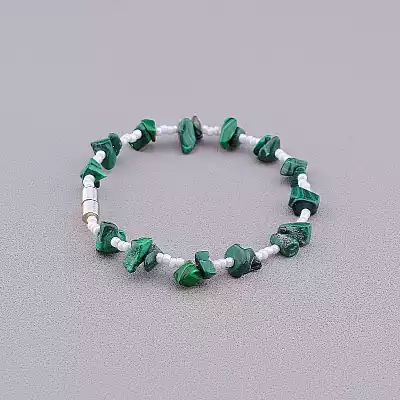 🏷️️ Браслет на магнітній застібці Малахіт, Бісер 18 см F-84992