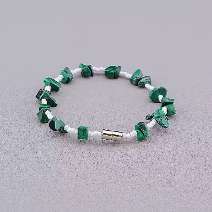 🏷️️ Браслет на магнітній застібці Малахіт, Бісер 18 см ss_84992