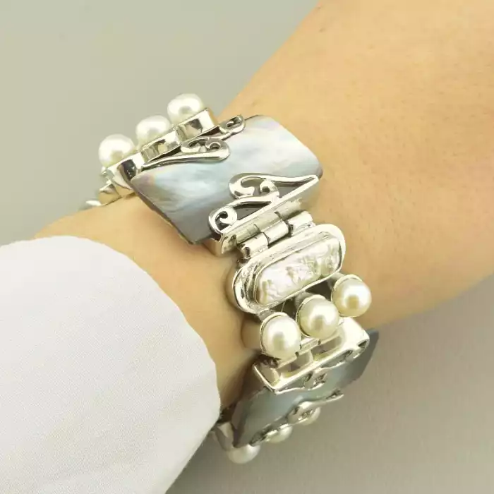 🏷️️ Браслет петля Перли, Перламутр 21 см. ss_100850