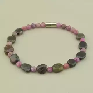 Браслет на магнітній застібці Рубін, Турмалін 18 см.