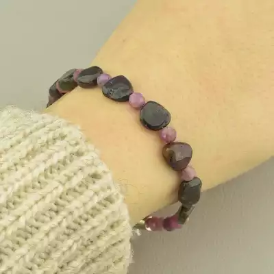 🏷️️ Браслет на магнітній застібці Рубін, Турмалін 18 см. F-101264