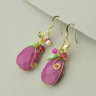 Сережки петельки Hand Made Яшма