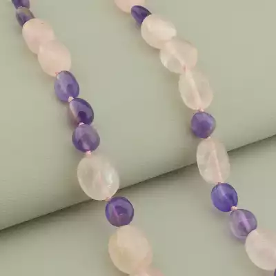 🏷️️ Намисто Аметист, Рожевий кварц 51 см. F-101664