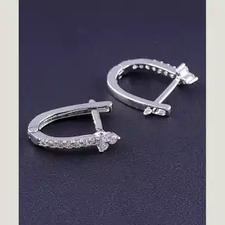 Сережки на англійській застібці Big Dipper Фіаніт (родій)