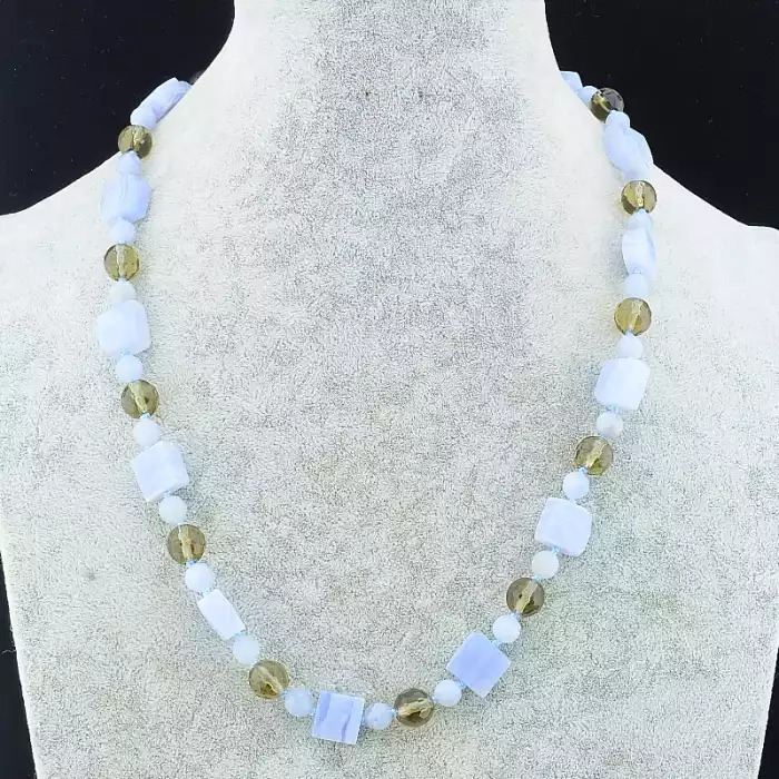 🏷️️ Намисто Сапфирин, Раухтопаз 56 см. ss_86527