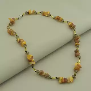 Намисто Бурштин, Чеський кришталь, Бісер 46 см. (срібло 925 проба)