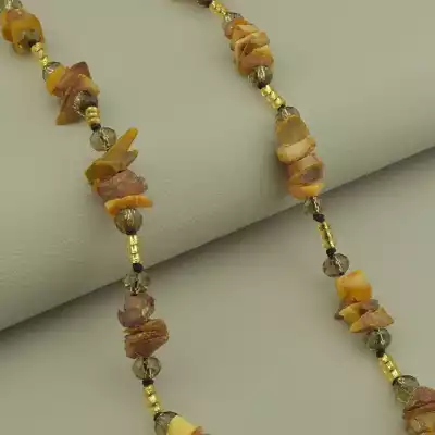 🏷️️ Намисто Бурштин, Чеський кришталь, Бісер 46 см. (срібло 925 проба) F-102064