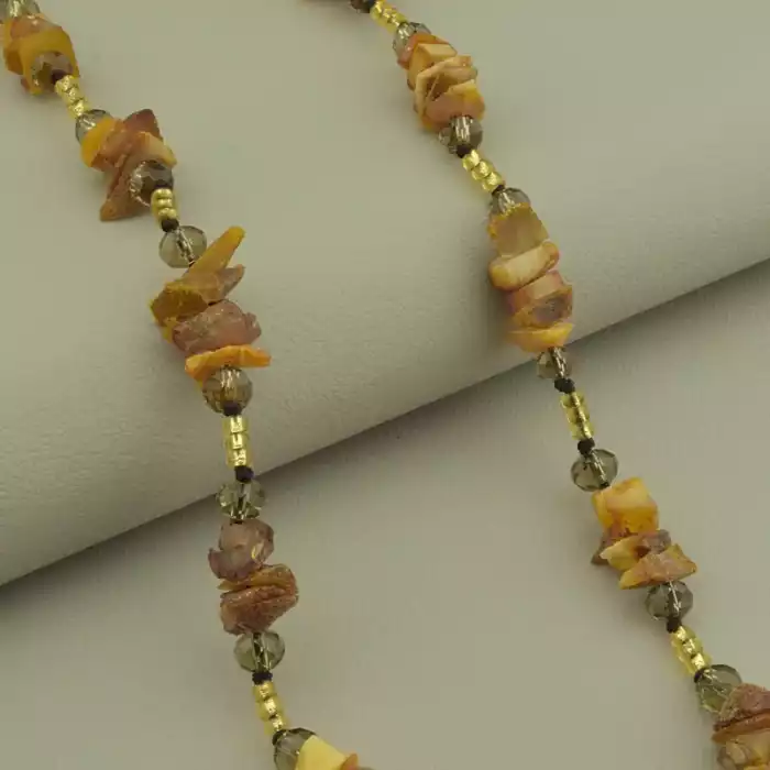 🏷️️ Намисто Бурштин, Чеський кришталь, Бісер 46 см. (срібло 925 проба) ss_102064