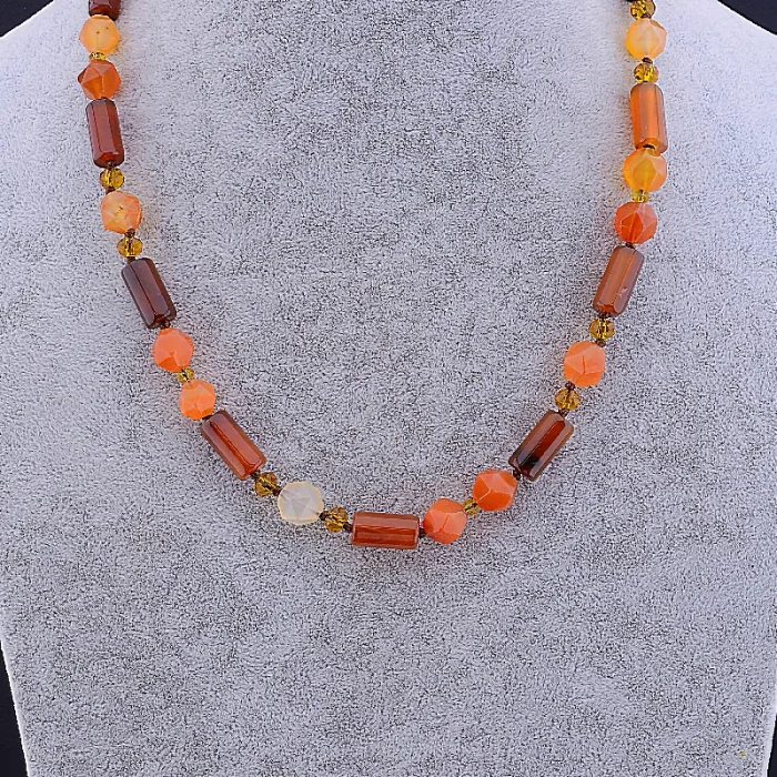 🏷️️ Намисто Сердолік, Чеський кришталь 55 см ss_77887