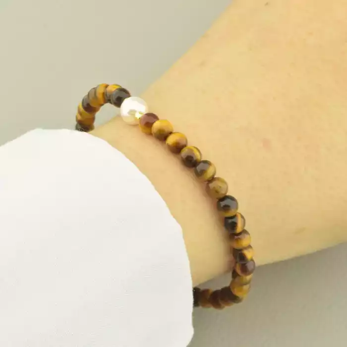 🏷️️ Браслет резинка Тигрове око, Майорка 17 см. ss_102784