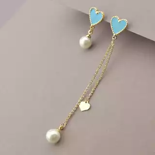 Сережки серце асиметричні пусети Xuping Майорка (позолота 18к)